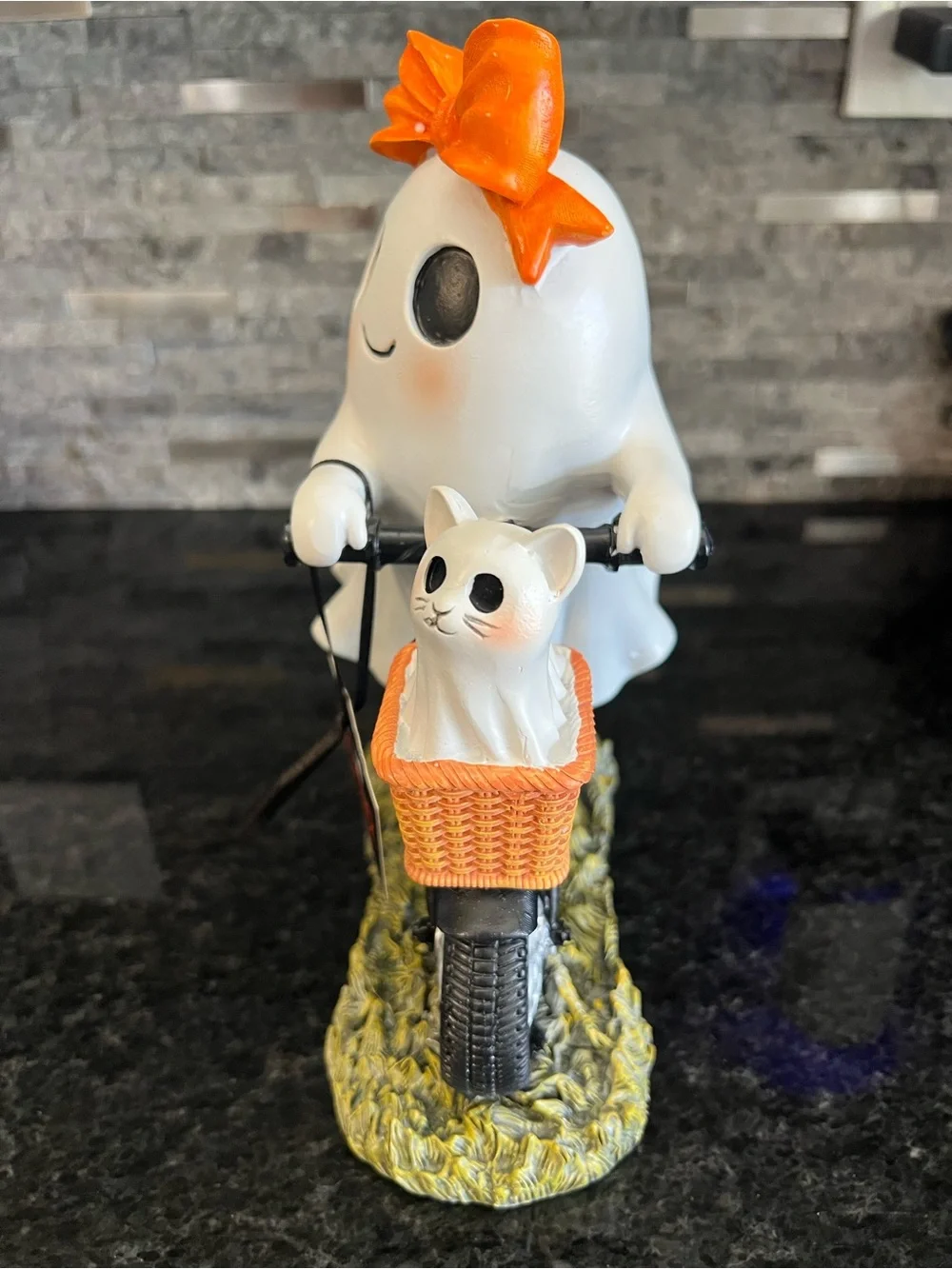 SUPER CUTE!!! Girl GHOST on Bicycle With Pet CAT GHOST In Basket
